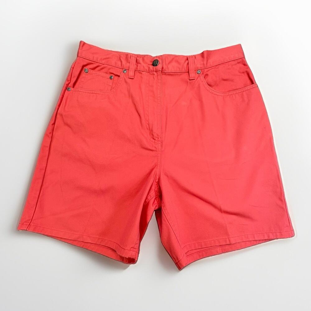 L.L. Bean Women's Shorts Size 14 Regular Coral Red Cotton Twill Chino Flat Front - Picture 1 of 8